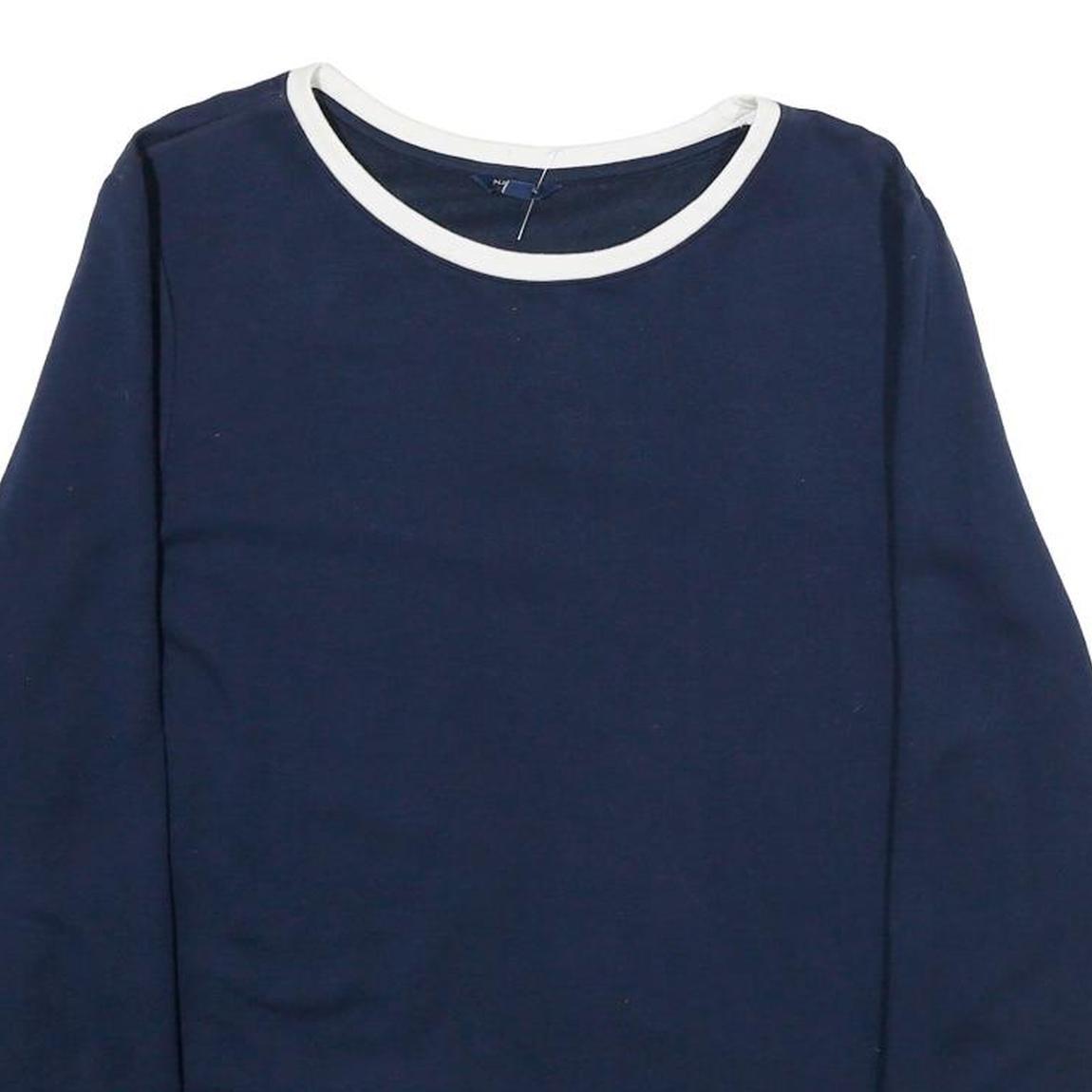 NAUTICA Mens Navy & White Sweatshirt Crew Neck M Cotton Blend Comfortable