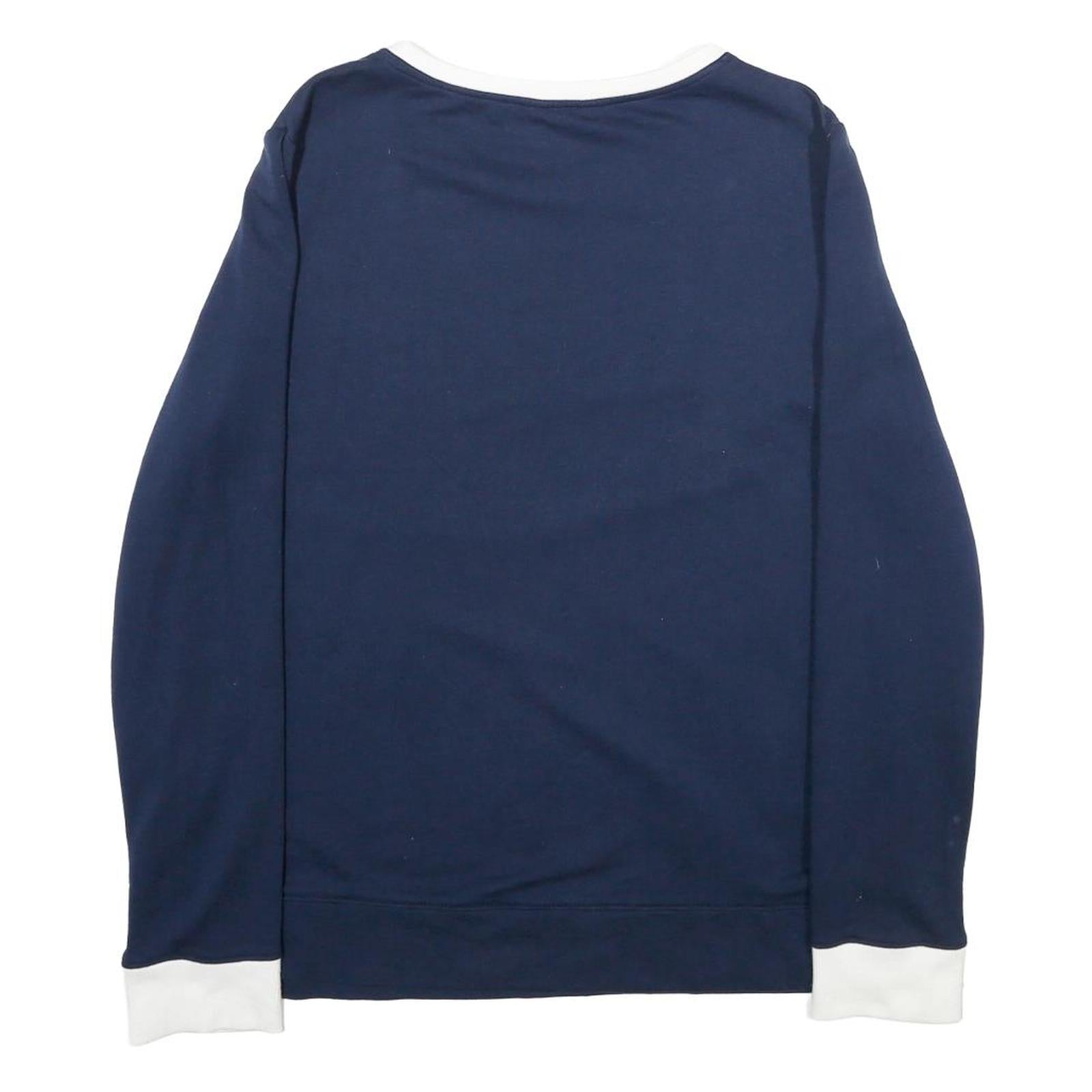 NAUTICA Mens Navy & White Sweatshirt Crew Neck M Cotton Blend Comfortable