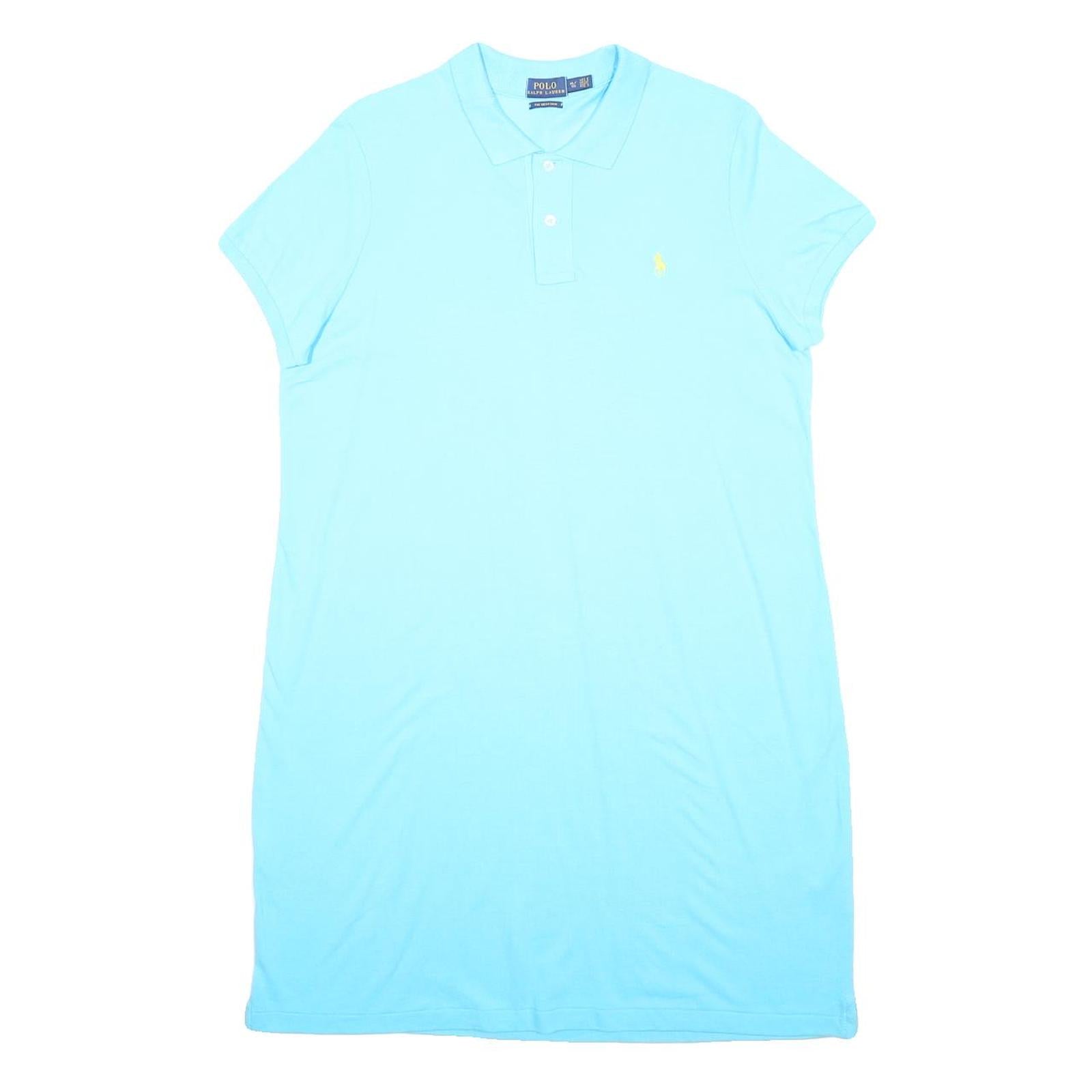 POLO RALPH LAUREN Womens Blue Cotton Polo Shirt Dress Short Sleeve XL Casual