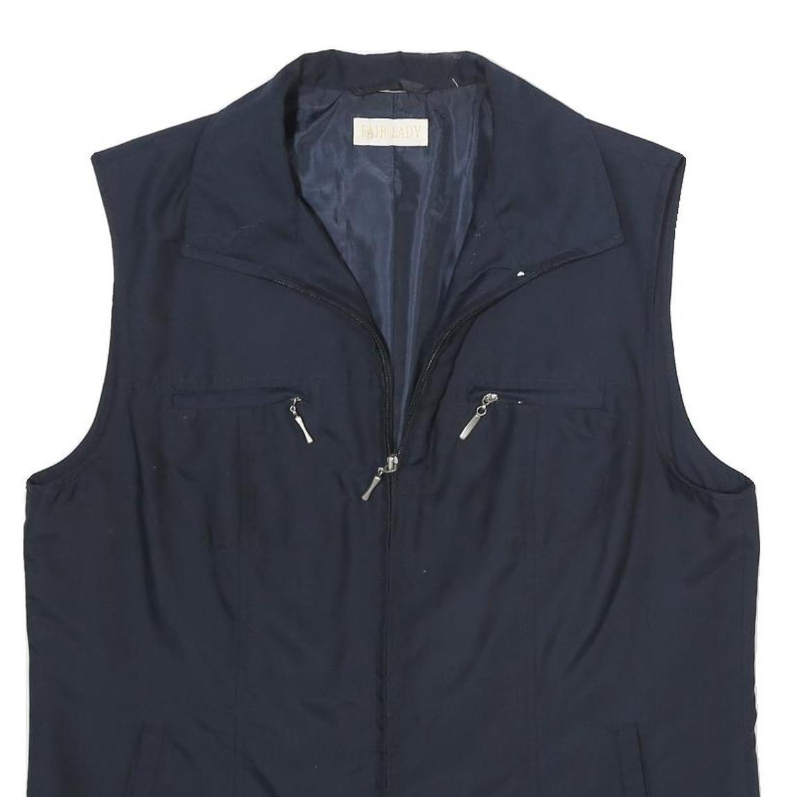 FAIR LADY Womens Navy Blue Jacket L Woven Zip Plain Comfortable Classic