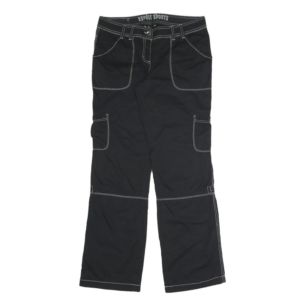 ESPRIT SPORTS Womens Black Relaxed Straight Trousers W34 L34 Zip Polyester