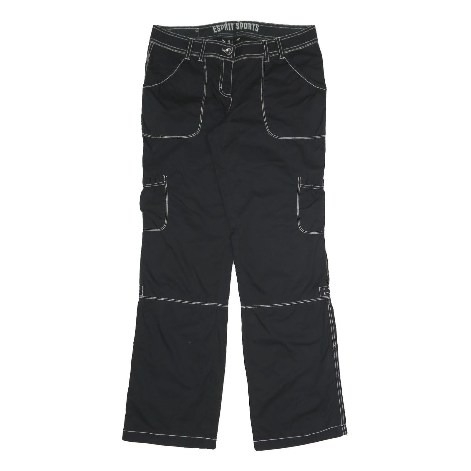 ESPRIT SPORTS Womens Black Relaxed Straight Trousers W34 L34 Zip Polyester