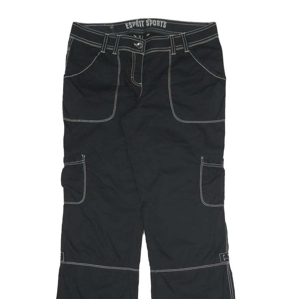 ESPRIT SPORTS Womens Black Relaxed Straight Trousers W34 L34 Zip Polyester