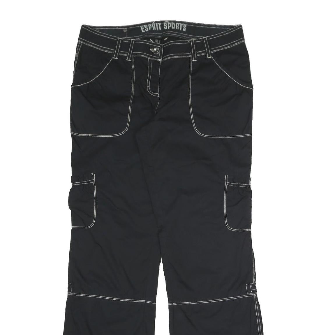 ESPRIT SPORTS Womens Black Relaxed Straight Trousers W34 L34 Zip Polyester