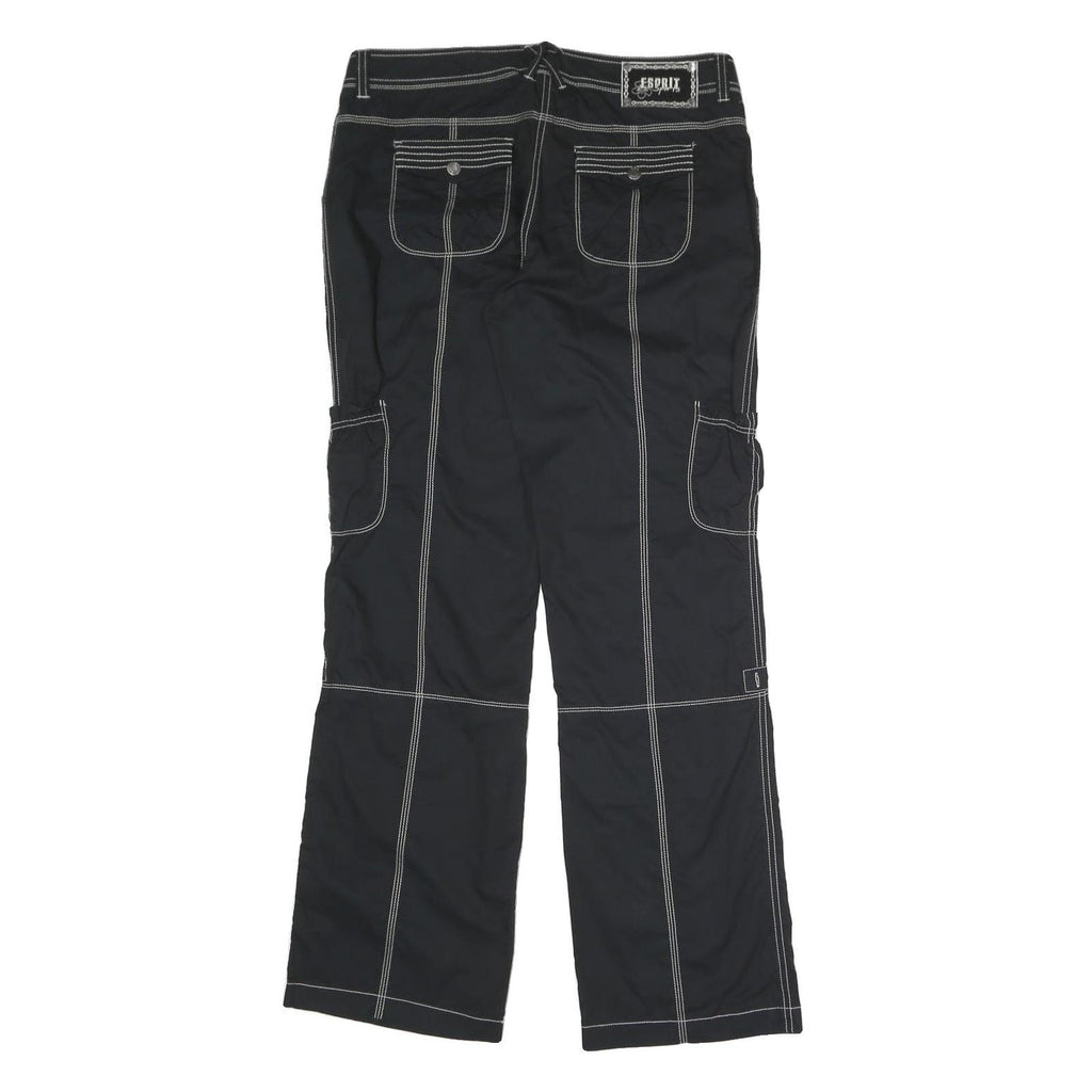 ESPRIT SPORTS Womens Black Relaxed Straight Trousers W34 L34 Zip Polyester