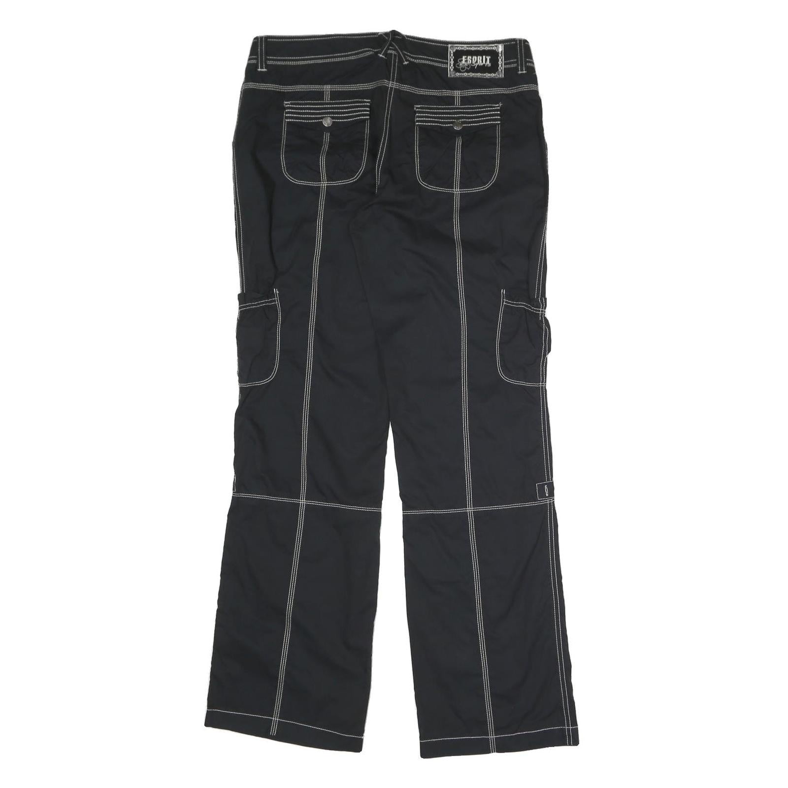 ESPRIT SPORTS Womens Black Relaxed Straight Trousers W34 L34 Zip Polyester