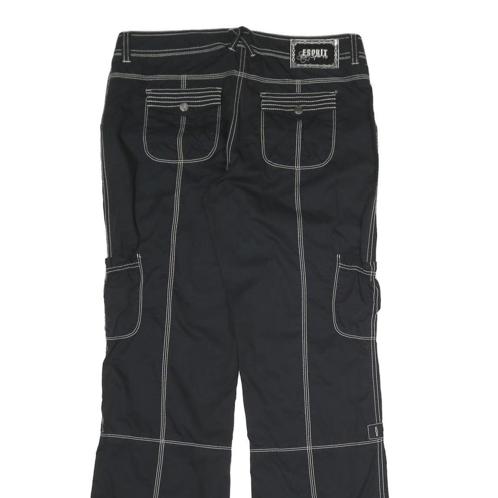 ESPRIT SPORTS Womens Black Relaxed Straight Trousers W34 L34 Zip Polyester