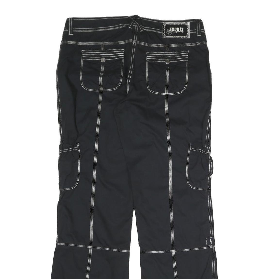 ESPRIT SPORTS Womens Black Relaxed Straight Trousers W34 L34 Zip Polyester