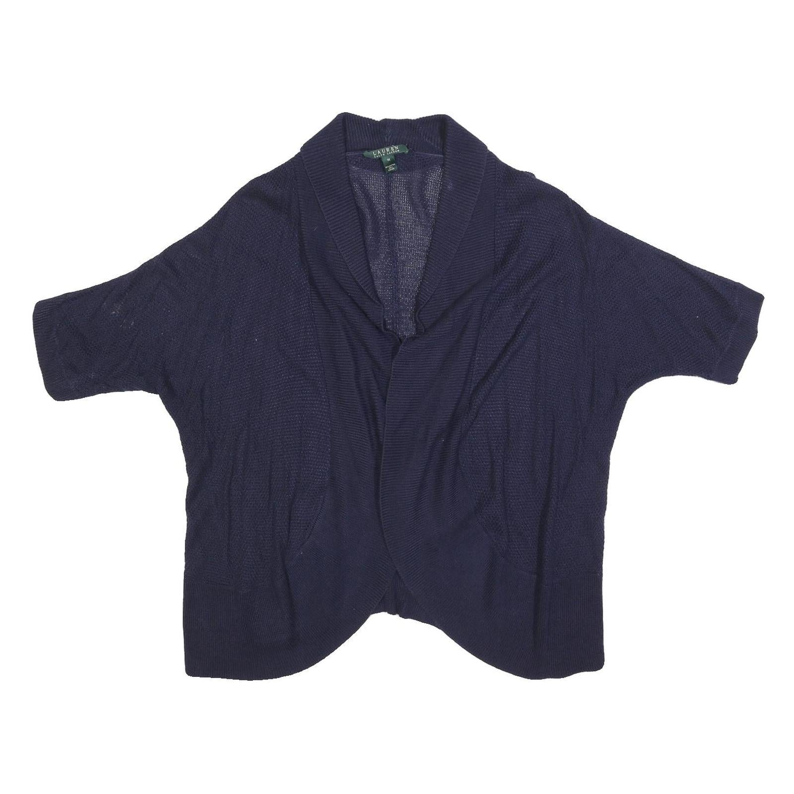 LAUREN RALPH LAUREN Womens Navy Blue Patterned Cardigan Crew Neck Basic Knit XL