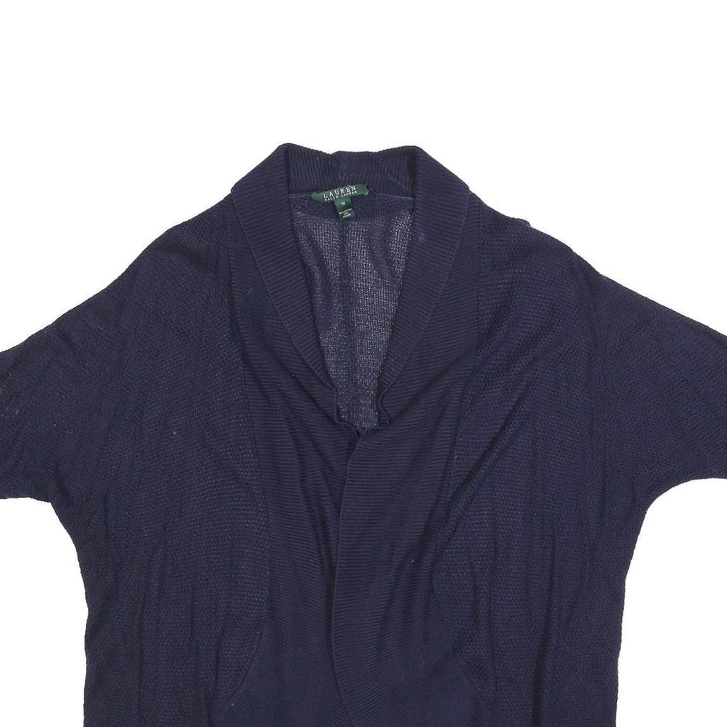 LAUREN RALPH LAUREN Womens Navy Blue Patterned Cardigan Crew Neck Basic Knit XL