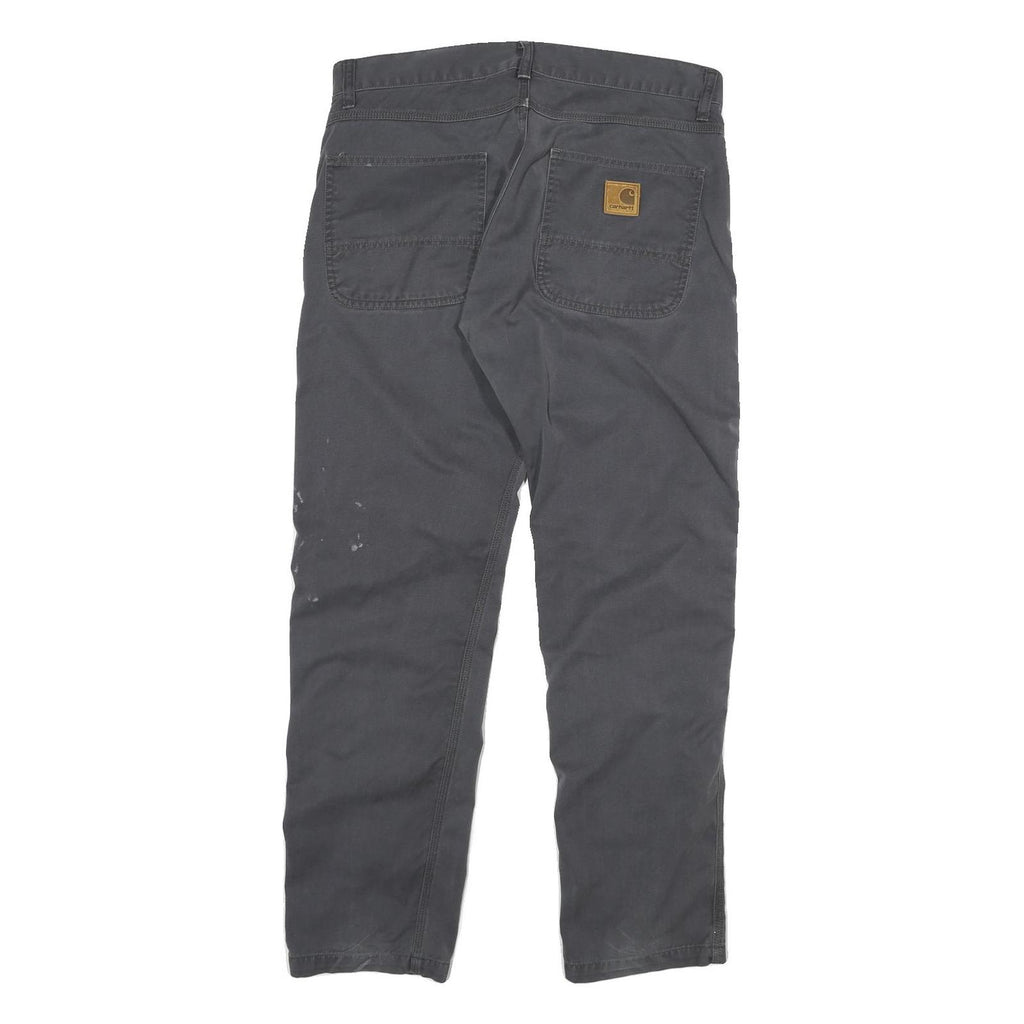 CARHARTT Mens Cotton Blend Grey Regular Straight Trousers W34 L32 Workwear
