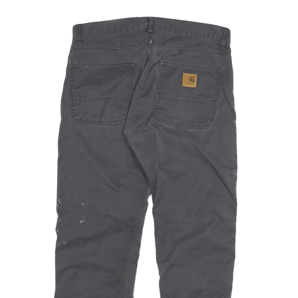 CARHARTT Mens Cotton Blend Grey Regular Straight Trousers W34 L32 Workwear