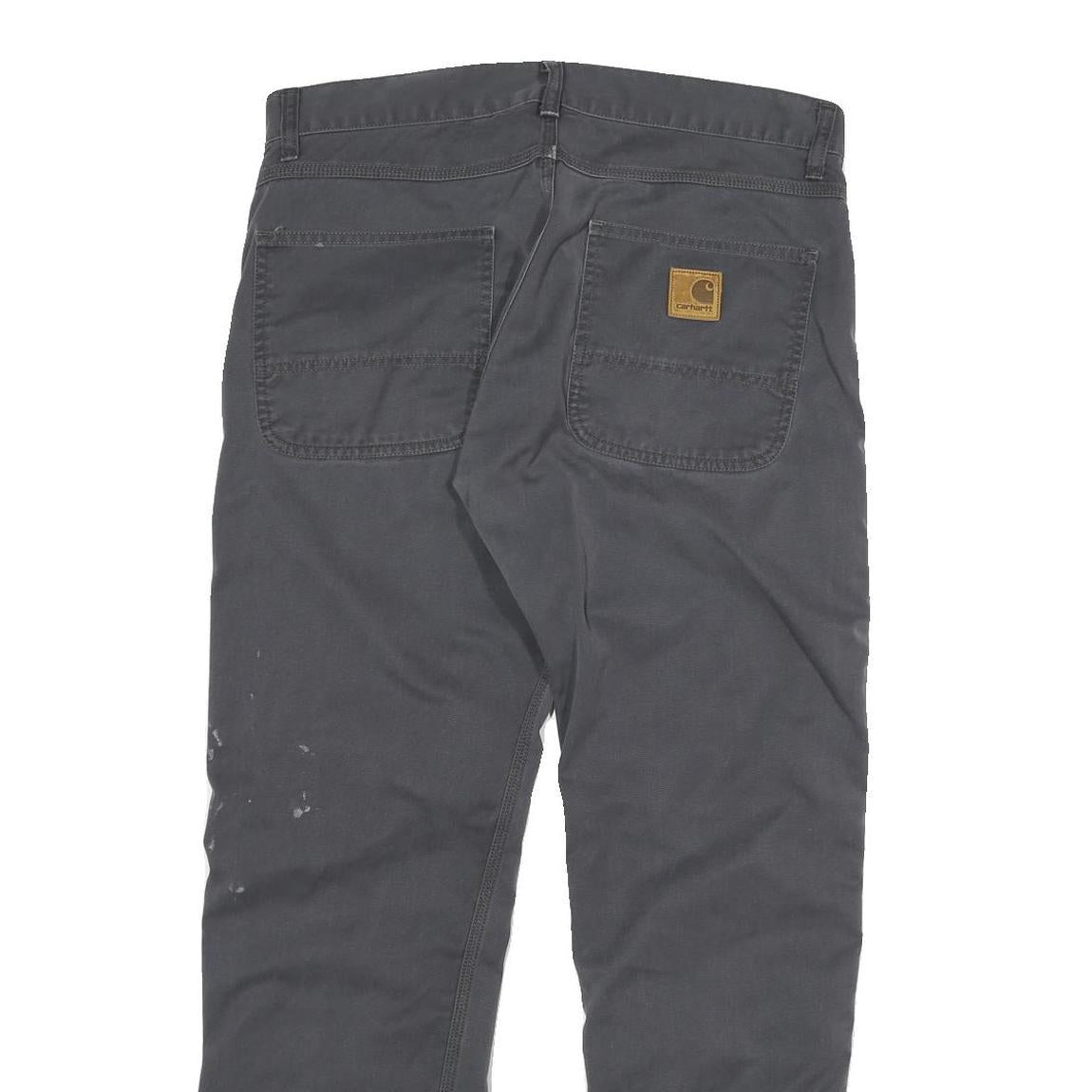 CARHARTT Mens Cotton Blend Grey Regular Straight Trousers W34 L32 Workwear