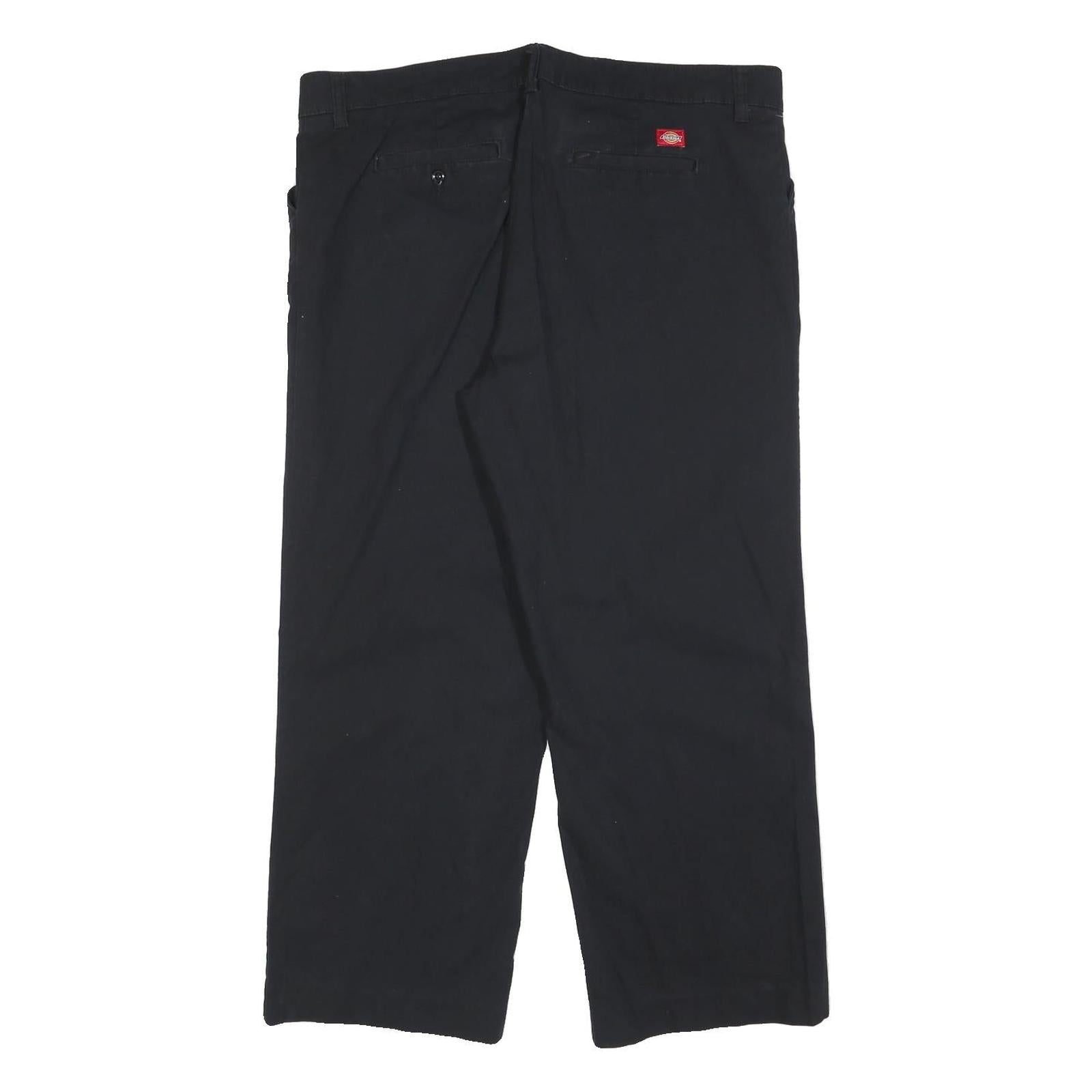 DICKIES Womens Cotton Blend Black Relaxed Straight Trousers W38 L28 Workwear Zip