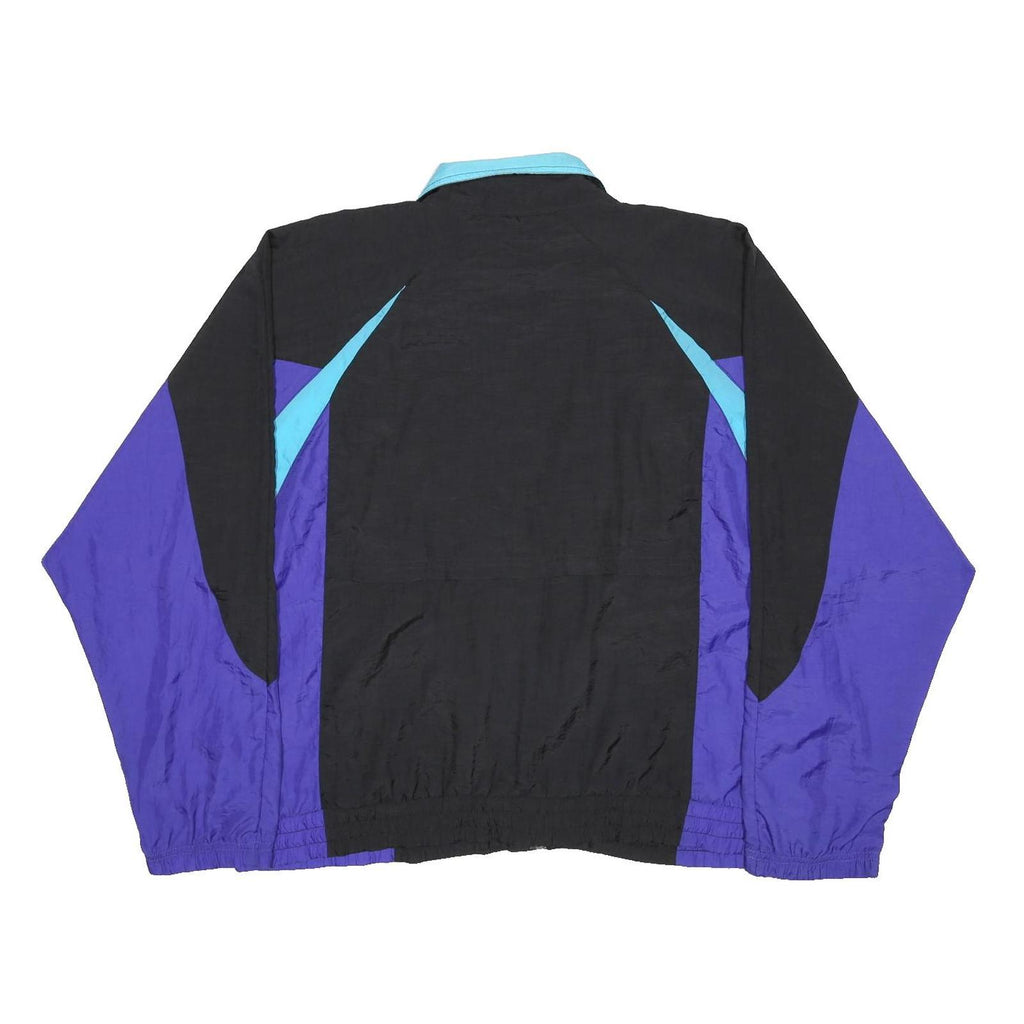 REEBOK Womens Black & Purple Casual Jacket L Nylon Colourblock Zip