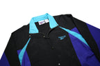 REEBOK Womens Black & Purple Casual Jacket L Nylon Colourblock Zip