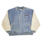 CANADIAN OUTDOORS Mens Blue & Cream Button Cotton Jacket XL Cotton Plain Casual