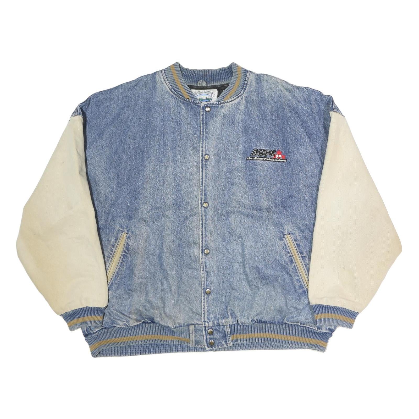 CANADIAN OUTDOORS Mens Blue & Cream Button Cotton Jacket XL Cotton Plain Casual