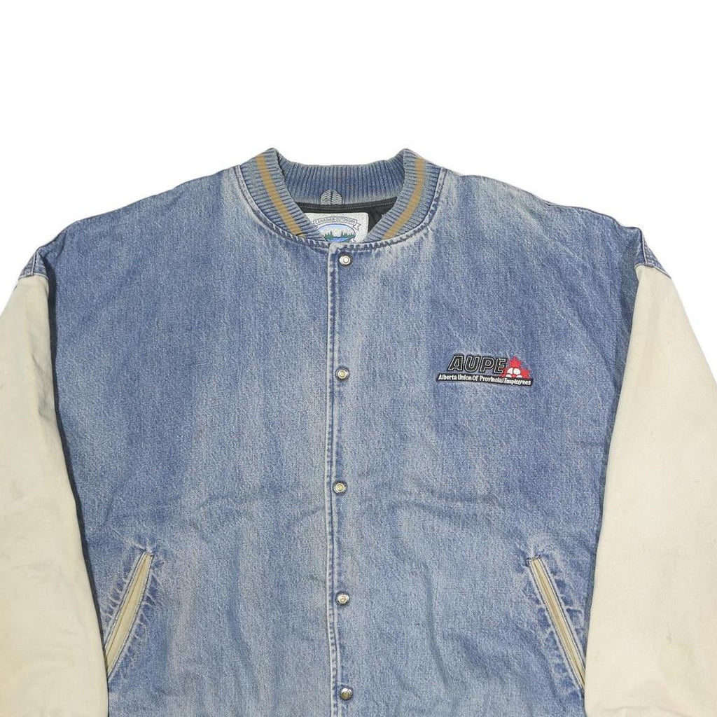 CANADIAN OUTDOORS Mens Blue & Cream Button Cotton Jacket XL Cotton Plain Casual