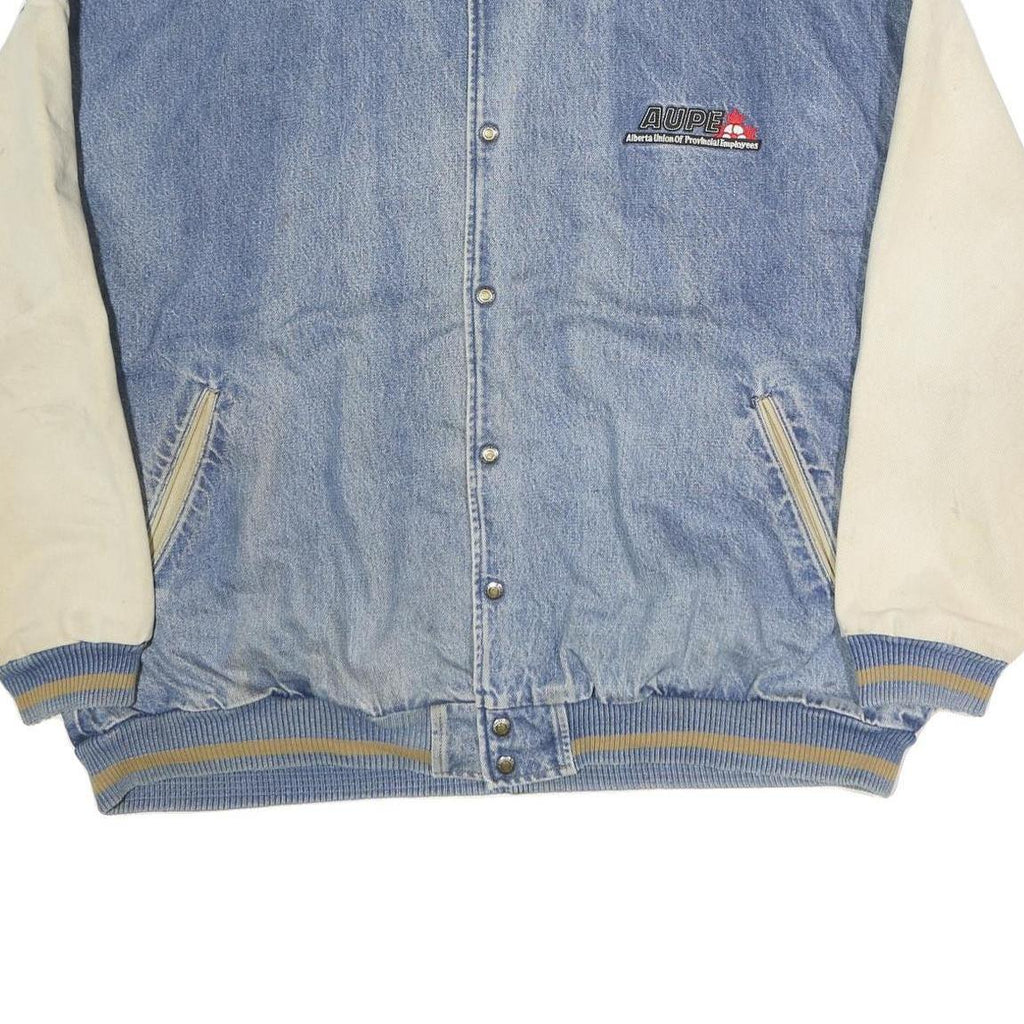 CANADIAN OUTDOORS Mens Blue & Cream Button Cotton Jacket XL Cotton Plain Casual