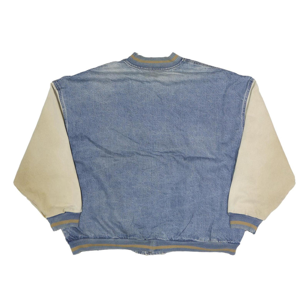 CANADIAN OUTDOORS Mens Blue & Cream Button Cotton Jacket XL Cotton Plain Casual