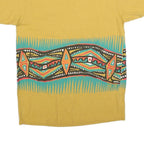 Womens Yellow Graphic T-Shirt L Short Sleeve Crew Neck Cotton Blend