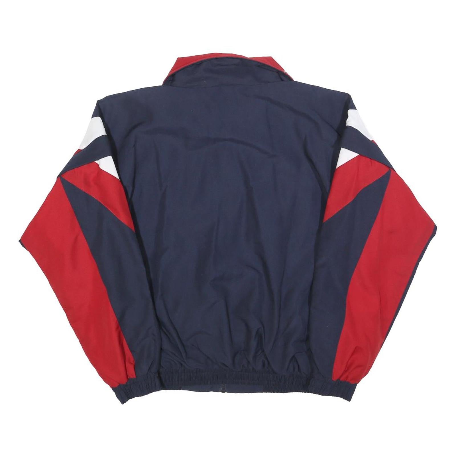 PERFECT Mens Navy Blue & Red Polyester Zip Jacket S Sport Casual Track Style