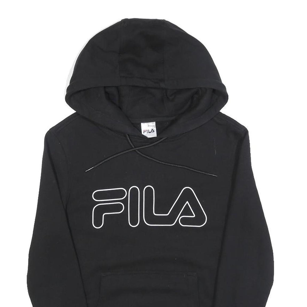 FILA Womens Black Hoodie S Cotton Blend Pullover Logo Sweatshirt