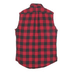 POLO RALPH LAUREN Mens Red & Black Sleeveless Shirt M Cotton Plaid Button-Up