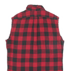 POLO RALPH LAUREN Mens Red & Black Sleeveless Shirt M Cotton Plaid Button-Up