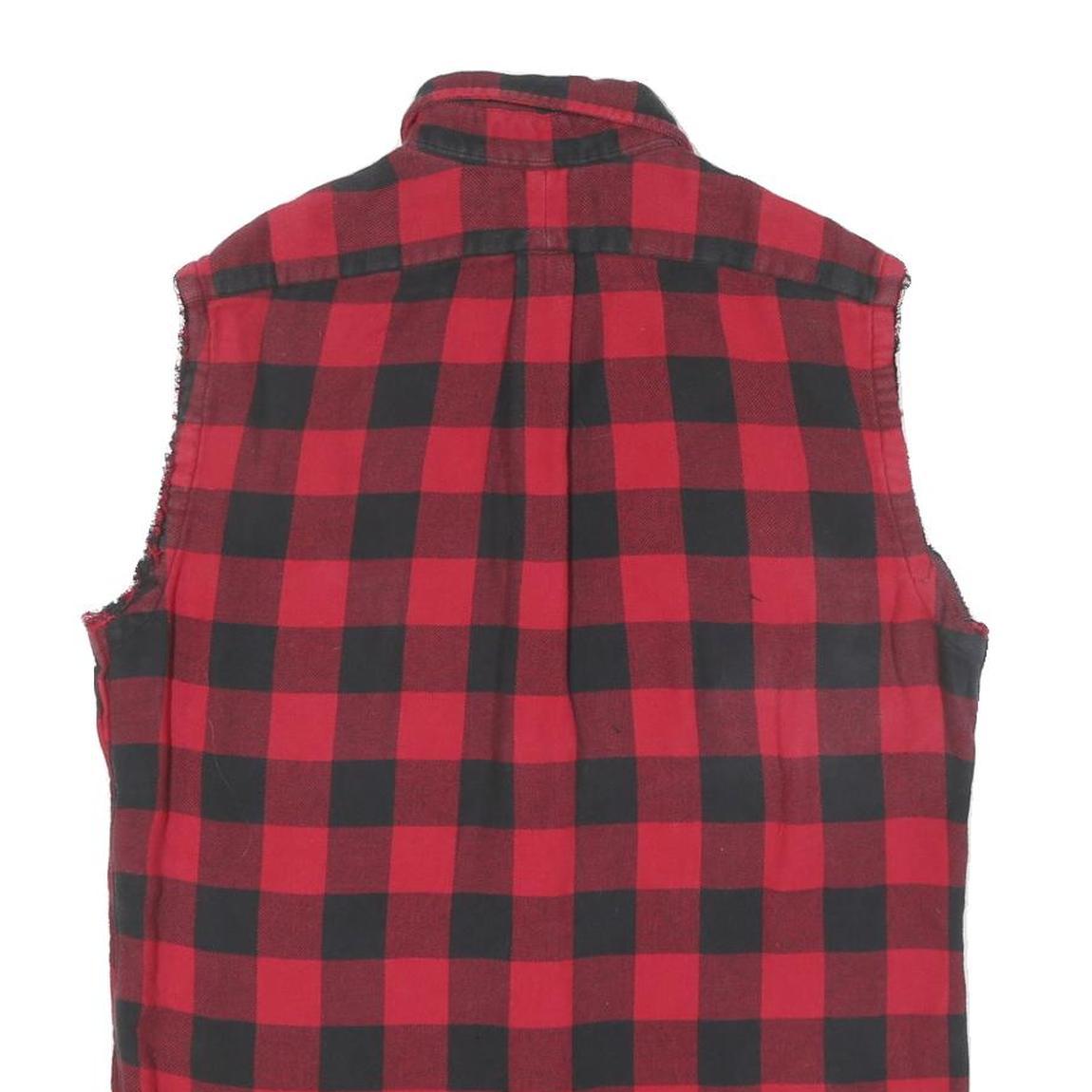 POLO RALPH LAUREN Mens Red & Black Sleeveless Shirt M Cotton Plaid Button-Up