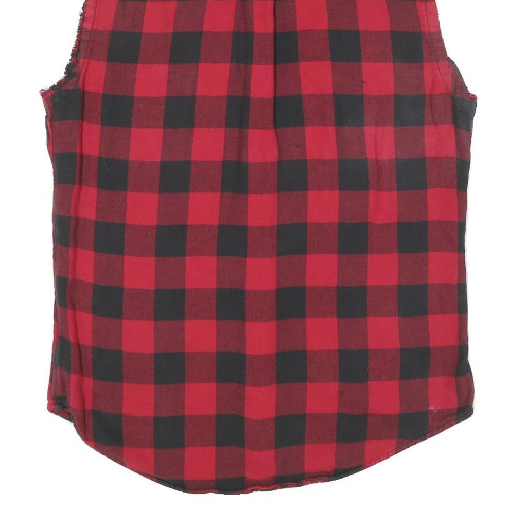 POLO RALPH LAUREN Mens Red & Black Sleeveless Shirt M Cotton Plaid Button-Up