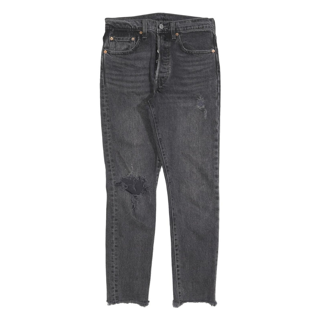 LEVI'S 501S Womens Jeans Black Slim Skinny Denim Medium W26 L28 Ripped