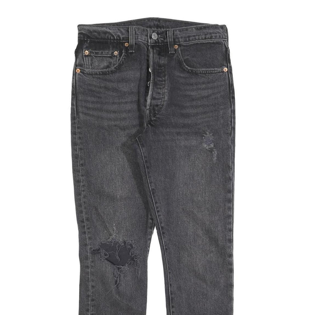 LEVI'S 501S Womens Jeans Black Slim Skinny Denim Medium W26 L28 Ripped