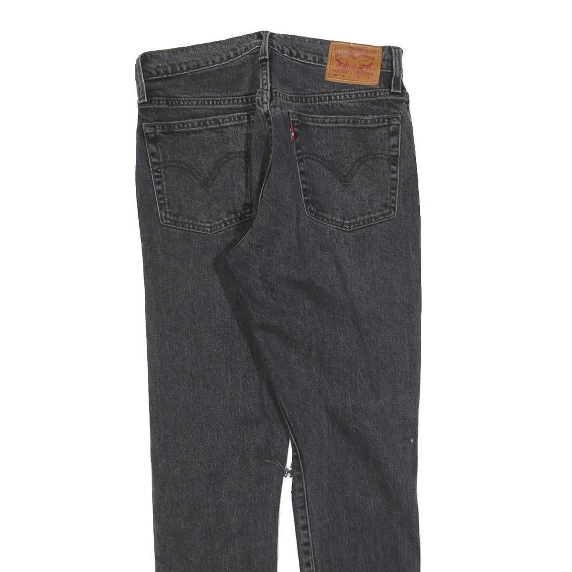 LEVI'S 501S Womens Jeans Black Slim Skinny Denim Medium W26 L28 Ripped