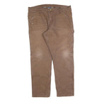 DICKIES Mens Regular Fit Straight Brown Denim W38 L32 Workwear Casual Trousers