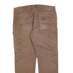 DICKIES Mens Regular Fit Straight Brown Denim W38 L32 Workwear Casual Trousers