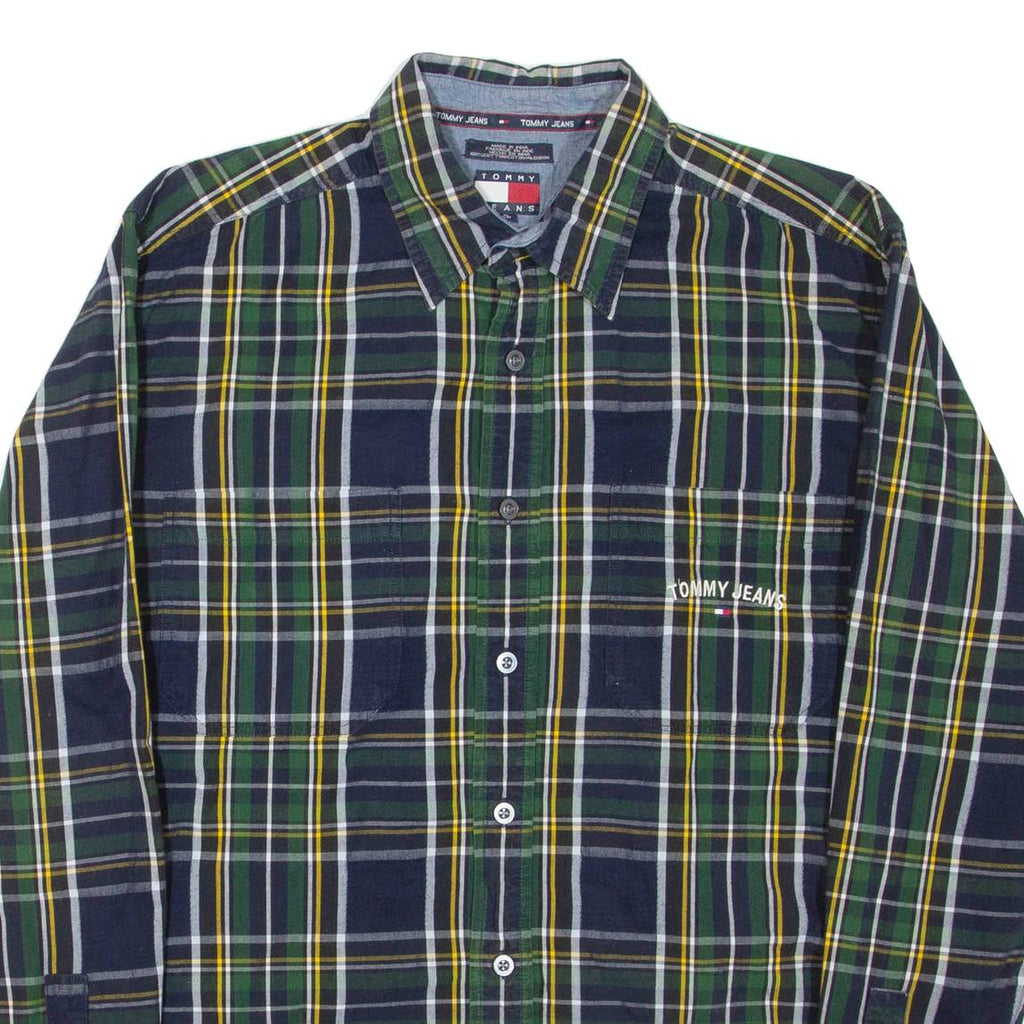 TOMMY JEANS Mens Shirt Blue Check Long Sleeve M