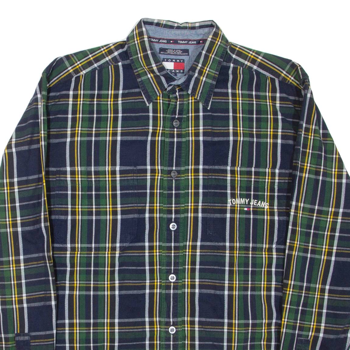 TOMMY JEANS Mens Shirt Blue Check Long Sleeve M