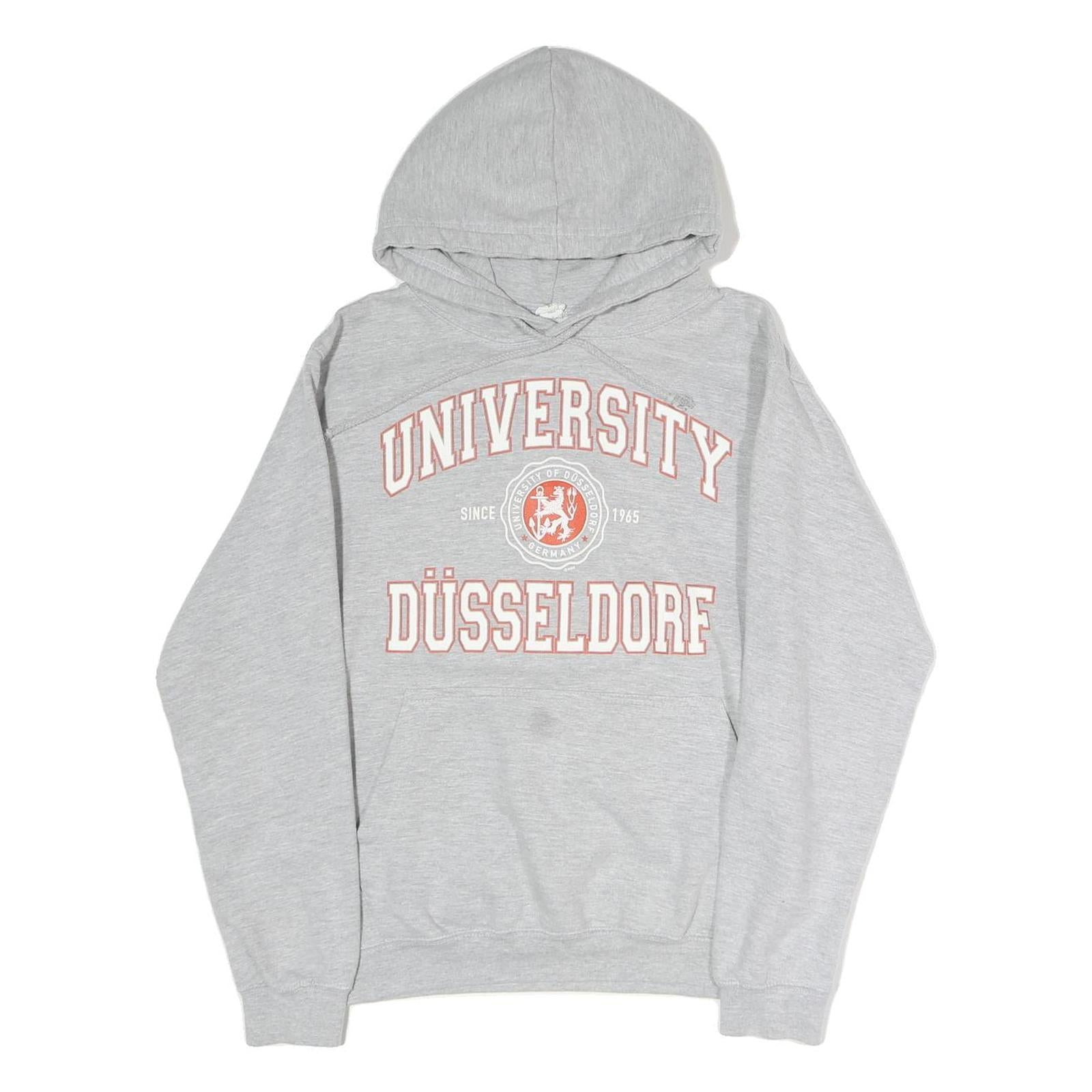 Mens Grey University Düsseldorf Cotton Blend Pullover Hoodie S Casual Sweatshirt