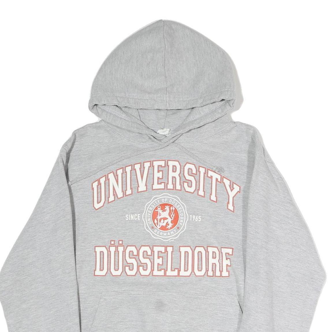 Mens Grey University Düsseldorf Cotton Blend Pullover Hoodie S Casual Sweatshirt