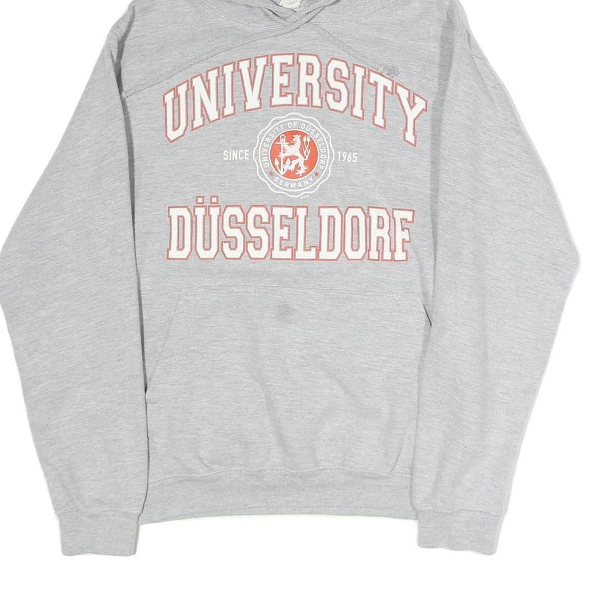 Mens Grey University Düsseldorf Cotton Blend Pullover Hoodie S Casual Sweatshirt