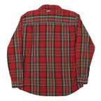 TOMMY HILFIGER Mens Red & Green Plaid Shirt M Long Sleeve Cotton Blend Casual