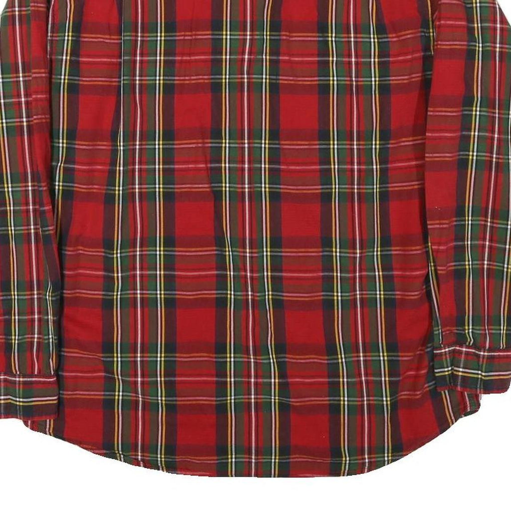 TOMMY HILFIGER Mens Red & Green Plaid Shirt M Long Sleeve Cotton Blend Casual