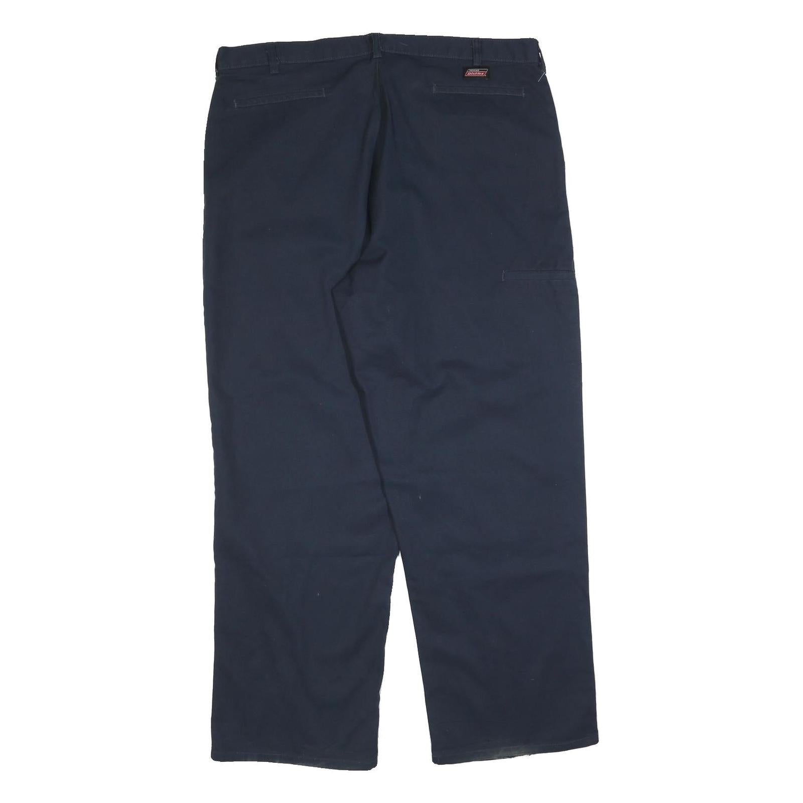 DICKIES Mens Cotton Blend Navy Regular Fit Straight Leg Trousers W40 L32