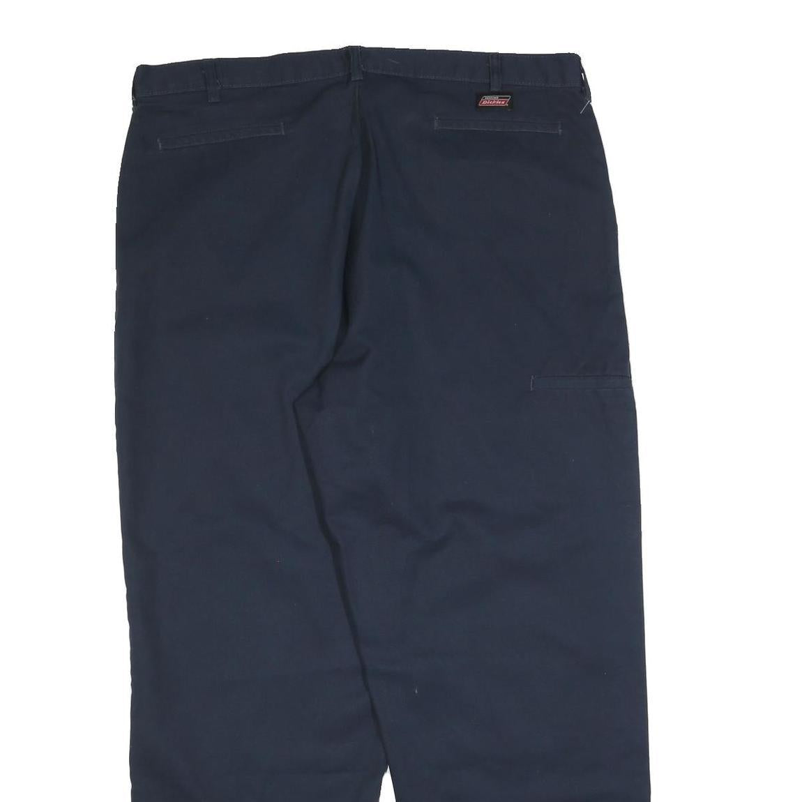 DICKIES Mens Cotton Blend Navy Regular Fit Straight Leg Trousers W40 L32
