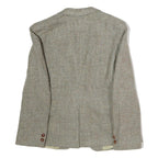 Womens Beige Cotton Check Button Jacket M Woven Classic Tailored Formal