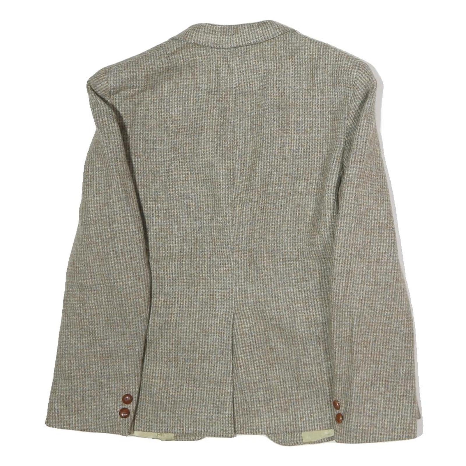 Womens Beige Cotton Check Button Jacket M Woven Classic Tailored Formal