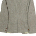 Womens Beige Cotton Check Button Jacket M Woven Classic Tailored Formal