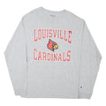 CHAMPION Mens Grey Louisville Cardinals Graphic T-Shirt L Long Sleeve Crew Neck